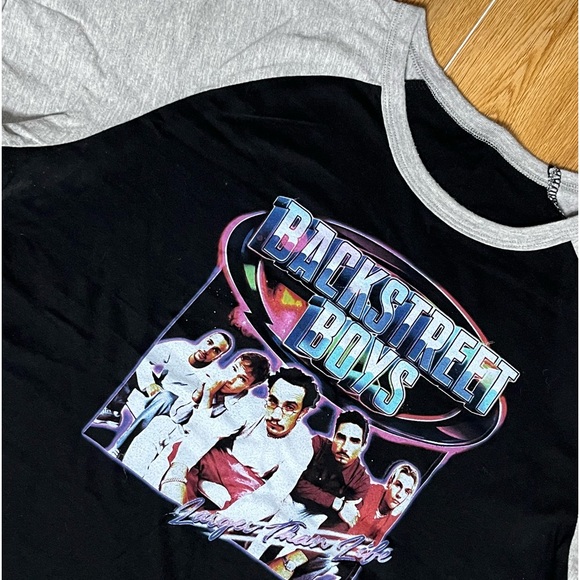 Backstreet Boys BSB Throwback Shirt Baseball Style Cut Sleeves LARGE Nsync 00s - Picture 2 of 6